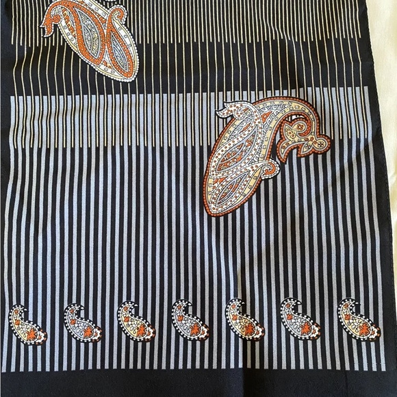 VTG Scarf Herman Pecker & Co. Made In Italy,Poly. 53” Stripe Paisley NOS, 80s - Picture 4 of 7